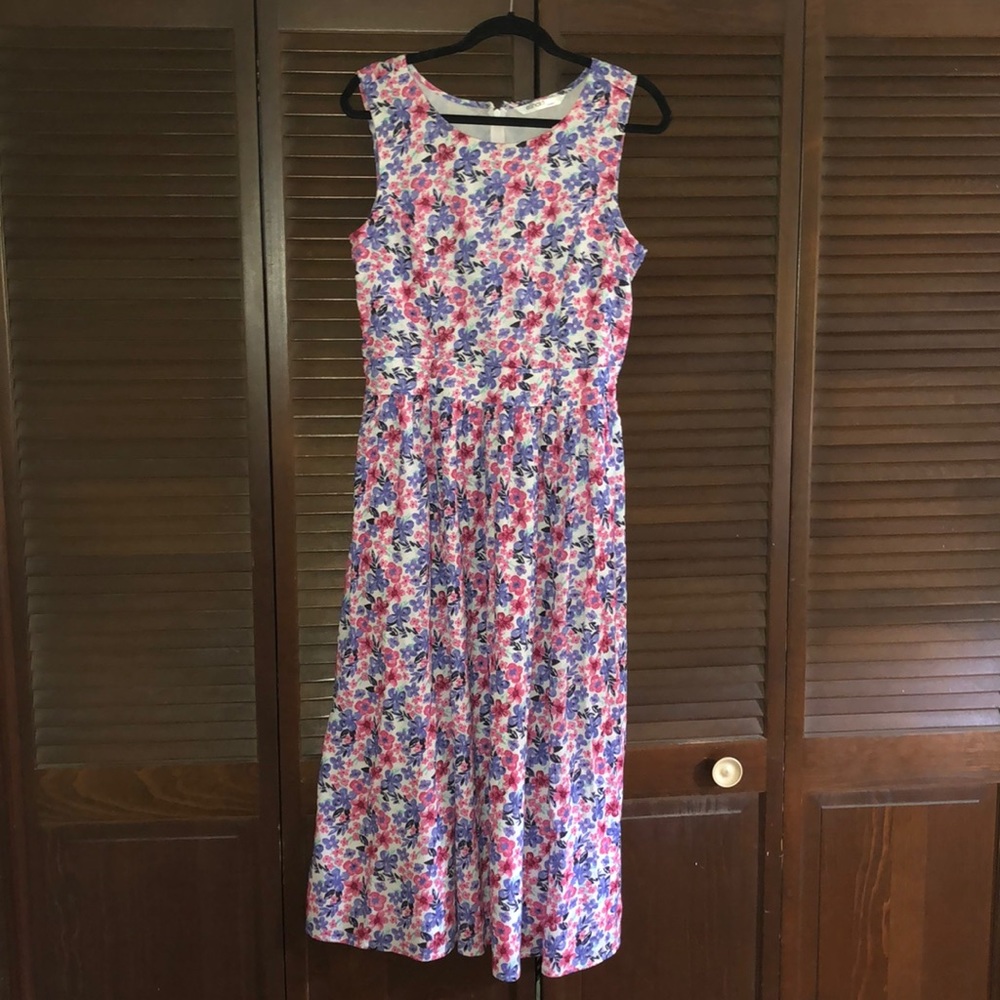 Flower patch print midi dress